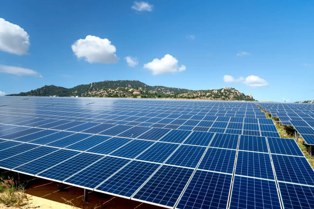 Bright Spark Group large-scale commercial solar farm with expansive solar panel array for renewable energy generation
