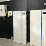 Bright Spark Group Deye solar battery storage system installation with dual lithium battery units and inverter setup in residential energy storage room