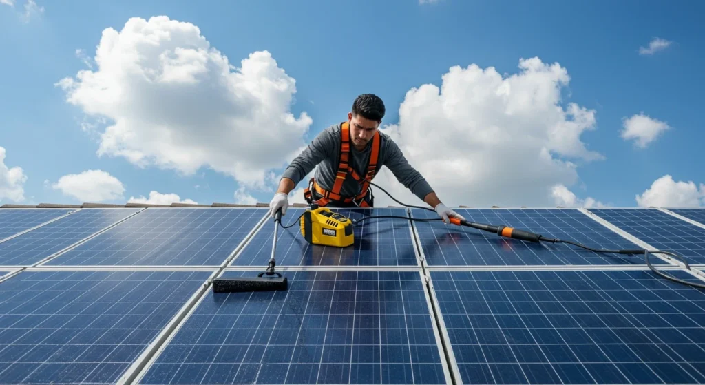 Bright Spark Group professional solar panel cleaning and maintenance service to improve solar system performance