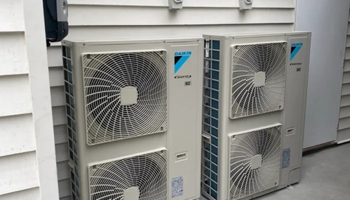 Outdoor ducted air conditioning units installed for a Brisbane residential property, delivering energy-efficient and quiet climate control year-round.